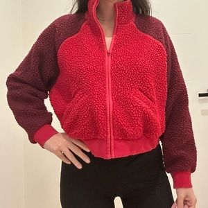 Monki red fleece